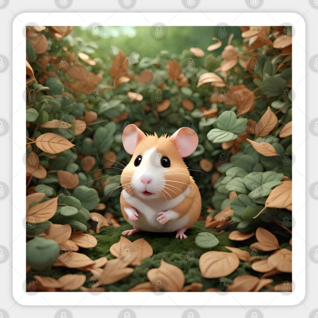 Hamster in Nature Sticker by I-LAYDA